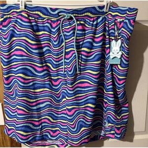 Psycho Bunny Mens Board Swim Shorts SZ 3X Multicolor Stripes Beach Y2K Vacation